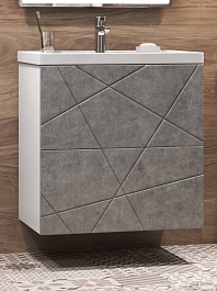 Vigo Мебель для ванной Geometry 2-700 белая/бетон – фотография-16